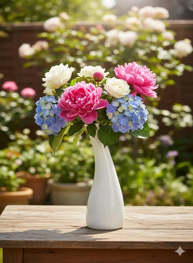 Caffeine Ceramic Handmade White Matte Flower vase (Set of 1) - Image 3